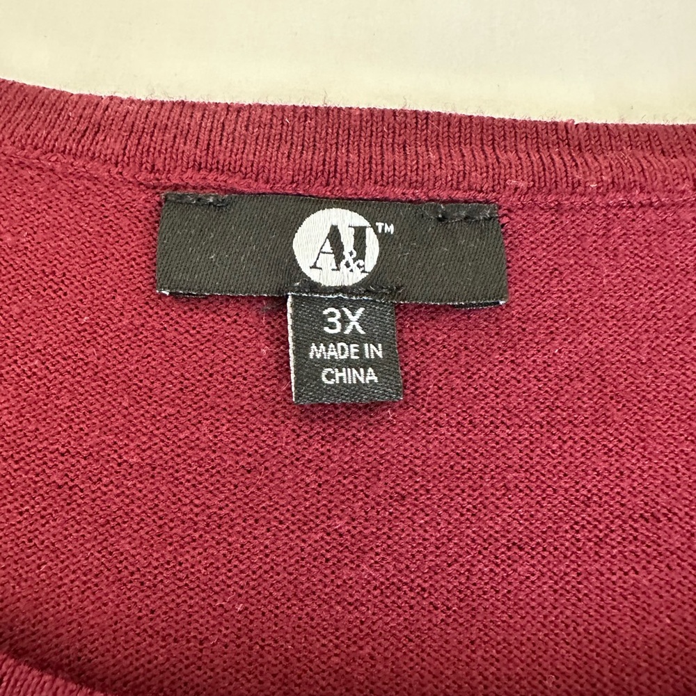 Women’s plus size 3X Long Sleeve sweater- Deep red and Black Stripes. - Picture 10 of 11